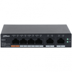 Switch PoE Dahua DH-CS4006-4ET-60 | 4 Puertos PoE + 2 Uplink Gigabit | Total 60W | Dasa Technology